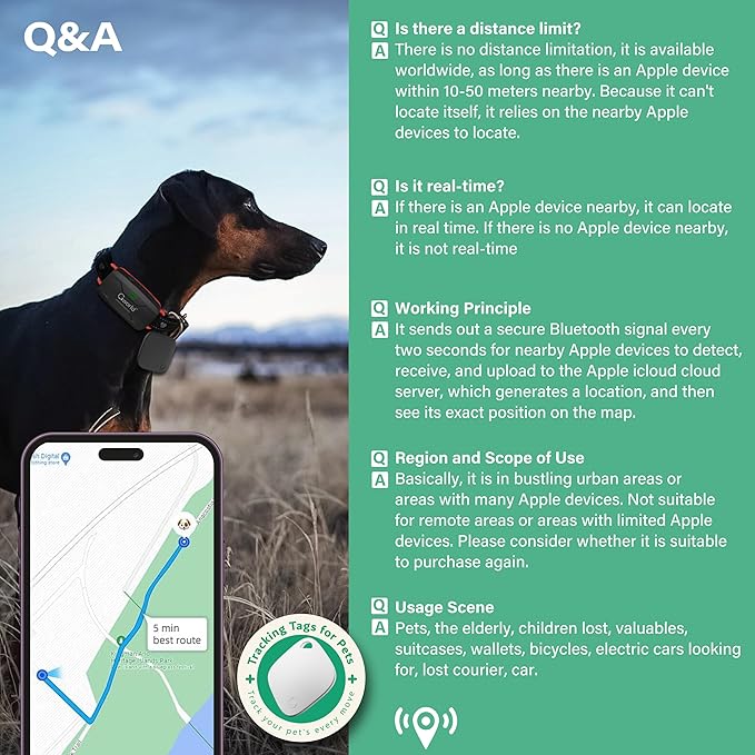 i tag Dog Shock Collar No Monthly Rent GPS trackers for Dogs (Only iOS) with Smart Tracker 2 in-1 Dog Training Collar with Remote Innovative IPX7 Waterproof, for All Breeds Sizes