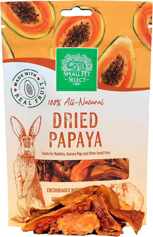 Small Pet Select - Dried Papaya, a Natural Treat for Rabbits, Guinea Pigs, Gerbils, Hamsters, Mice, and Rats, 2oz