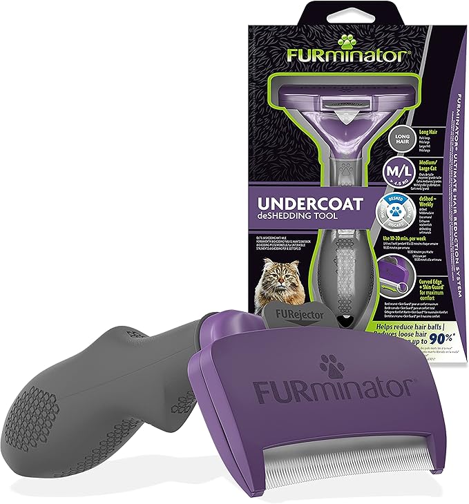 FURminator Undercoat Deshedding Tool for Medium/Large Long Hair Cat, M