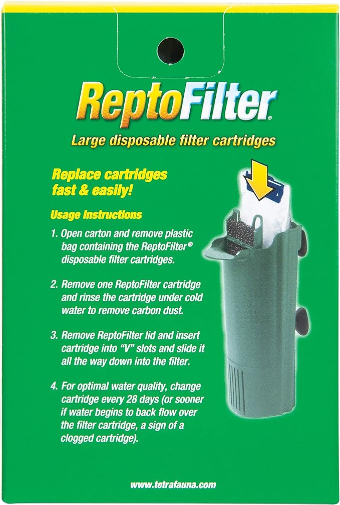 TetraFauna ReptoFilter Filter Cartridges 3 Count, Size Large, Filter Cartridge Refills (Pack of 2)