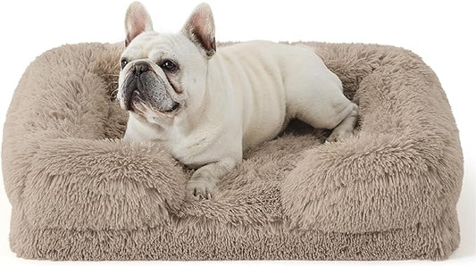 Bedsure Orthopedic Dog Bed for Medium Dogs - Calming Waterproof Dog Sofa Beds Medium, Supportive Foam Pet Couch Bed with Removable Washable Cover, Waterproof Lining and Nonskid Bottom, Taupe