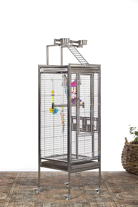 Prevue Pet Products Small Stainless Steel Playtop Bird Cage