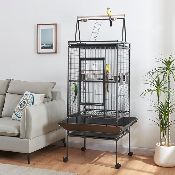 Panana Large Bird Cages Parrot Cage Wide Flight Metal Animal Cage for Budgie Parakeet Conure with Rolling Stand Wheels (69 inch Height)