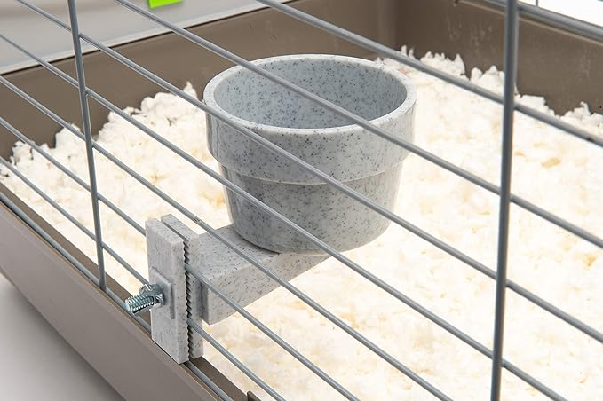 Lixit Quick Lock Removable Cage bowls for Rabbits, Birds, Dogs, Cats, Gunea pigs and Other Small Animals. (Granite, 10oz)