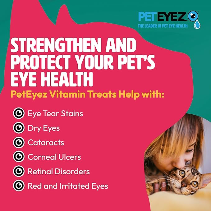 Pet Eyez Vitamin Treats for Cats - Tear Stain Remover - Eye Health Support - Reduces Itching & Allergies - Whitefish Flavor - 1oz