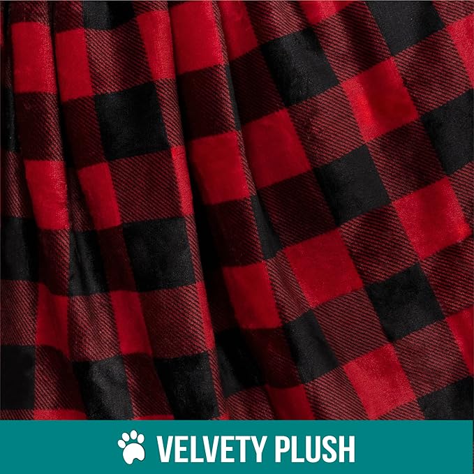 PetAmi WATERPROOF Dog Blanket for Medium Large Dog, Pet Puppy Blanket Couch Cover Protection, Fleece Cat Blanket Washable Throw, Couch Sofa Bed Furniture Protector Reversible Soft 60x40 Checker Red