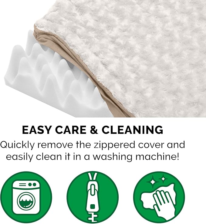 Furhaven Orthopedic Dog Bed for Large/Medium Dogs w/ Removable Washable Cover, For Dogs Up to 55 lbs - Ultra Plush Faux Fur & Suede Mattress - Cream, Large
