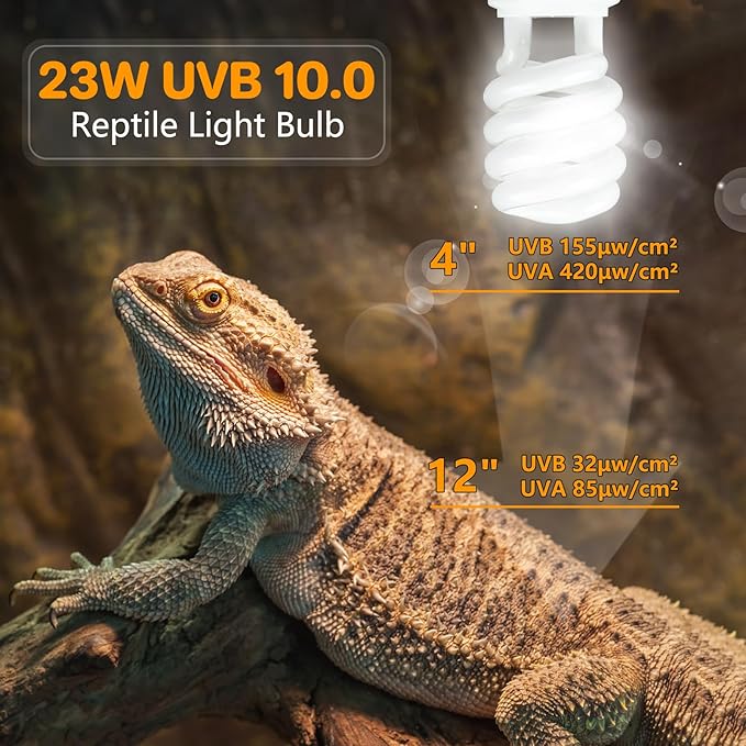 LUCKY HERP UVA UVB Reptile Light 10.0, Desert UVB 150 Compact Fluorescent Lamp 23W