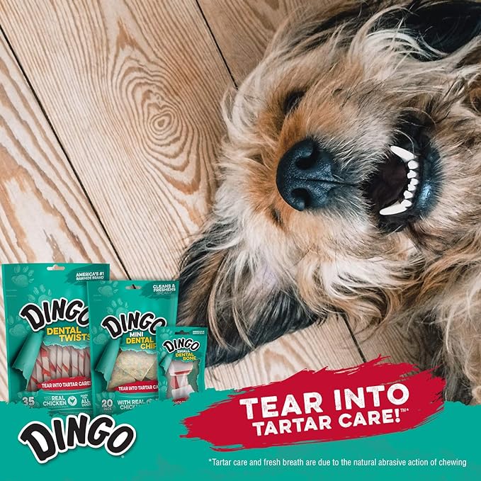 Dingo Tartar and Breath Dental Spirals for All Dogs, 15-Count (Pack of 4)