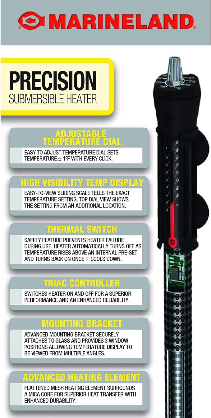 Marineland Precision Heater for Saltwater or Freshwater Aquariums