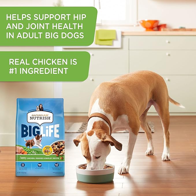 Rachael Ray Nutrish Big Life Dry Dog Food, Medium & Large Breed, Savory Chicken, Barley & Veggies, 40 Pounds