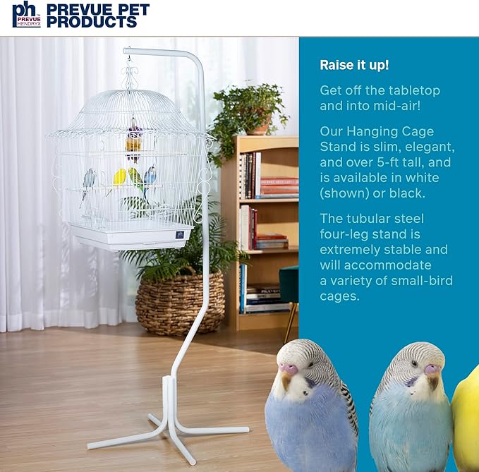 Prevue Pet Products Tubular Steel Hanging Bird Cage Stand 1781 White, 24-Inch by 24-Inch by 60-Inch