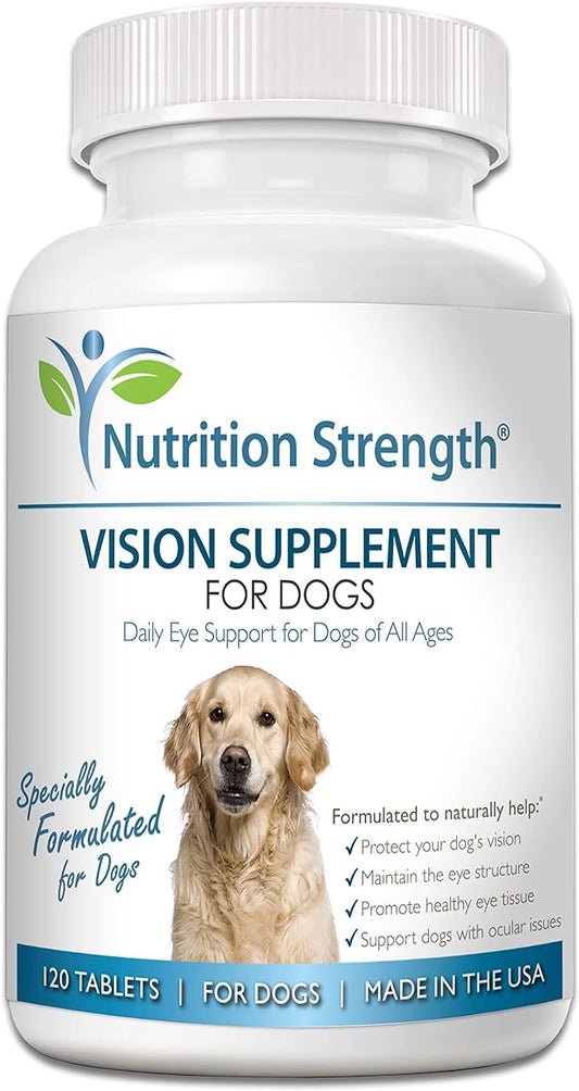 Eye Care for Dogs Daily Vision Supplement with Lutein, Zeaxanthin, Astaxanthin, CoQ10, Bilberry Antioxidants, Vitamin C, Vitamin E Support for Dog Eye Problems, 120 Chewable Tablets