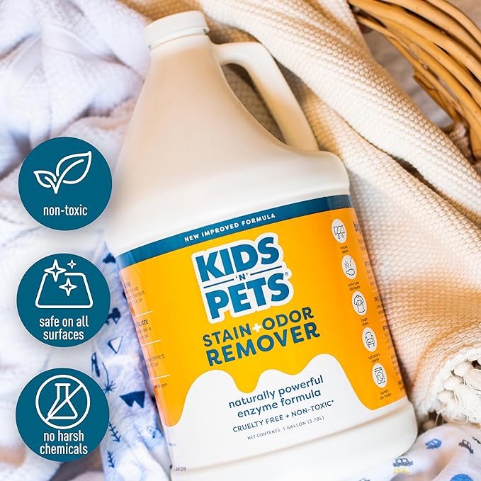 KIDS 'N' PETS - Instant All-Purpose Stain & Odor Remover – 128 fl oz (Packaging May Vary) - Permanently Eliminates Tough Stains & Odors – Even Urine Odors - No Harsh Chemicals, Non-Toxic & Child Safe