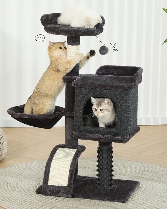 HOOPET Small Cat Tree 36.6 Inches Multi-Level Cat Tree, Cat Tower for Indoor Cats, Cat Condo with Sisal Scratching Post, Hammock, Plush Perch, Cat Furniture Activity Center for Cats, Kitten/Small Cats