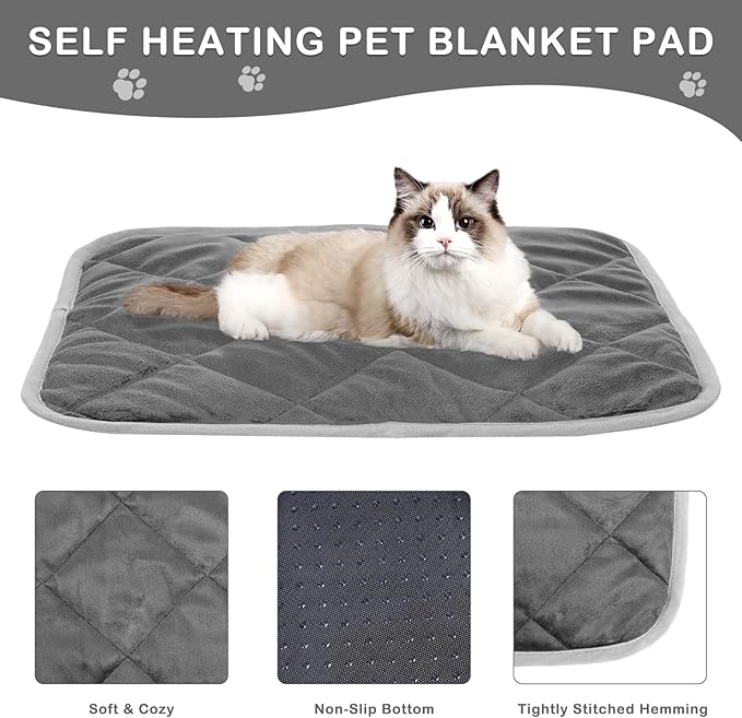 4Pcs Cat Pad Dog Mat 20 x 16 Inch Washable Summer Soft Pet Pad Dog Cat Bed for Crate Bed Kennels Sofa Floors Outdoor Portable Dark Grey