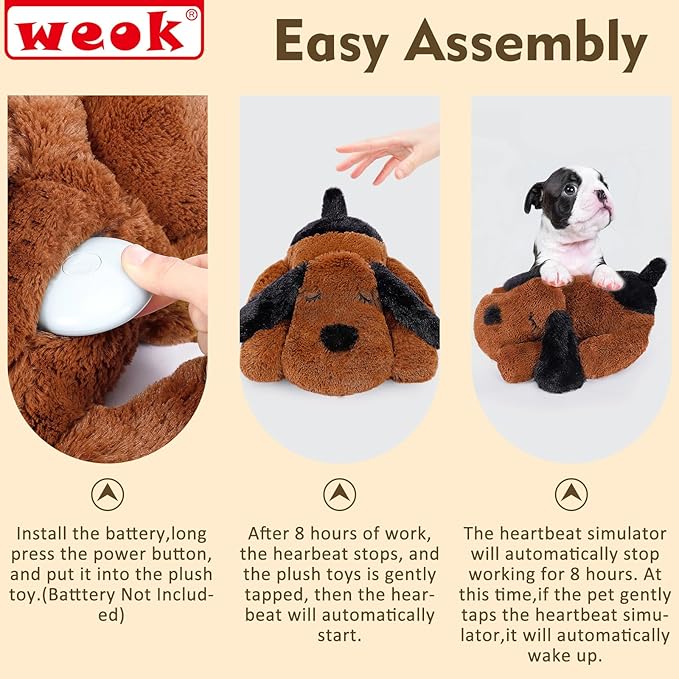 Heartbeat Puppy for Dogs- Heartbeat Helps for Dog Anxiety Relief and Calming Aid, Puppy Heartbeat Stuffed Animal Anxiety Calming Behavioral Aid Puppy Heartbeat Toy Sleep aid for Dogs Cats Pets