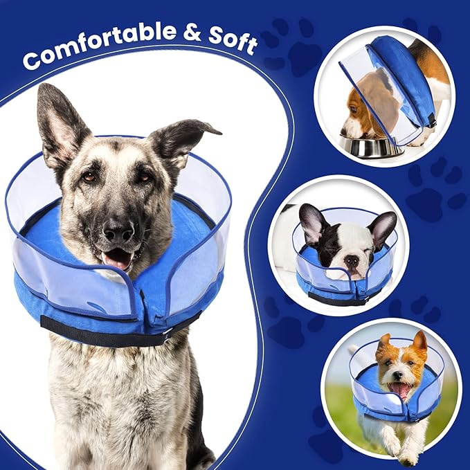 BARKLESS Dog Cone Collar, Inflatable Dog Cone after Surgery for Small Medium Large Dogs, Soft Dog Cone of Alternative with Enhanced Anti-Licking Guard Shield for Pets, Protective Dog Donut Collar