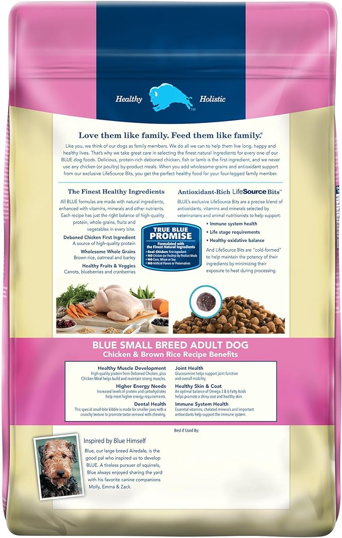 Blue Buffalo Life Protection Formula Adult Small Breed Dry Dog Food, Supports High Energy Needs, Made with Natural Ingredients, Chicken & Brown Rice Recipe, 15-lb. Bag