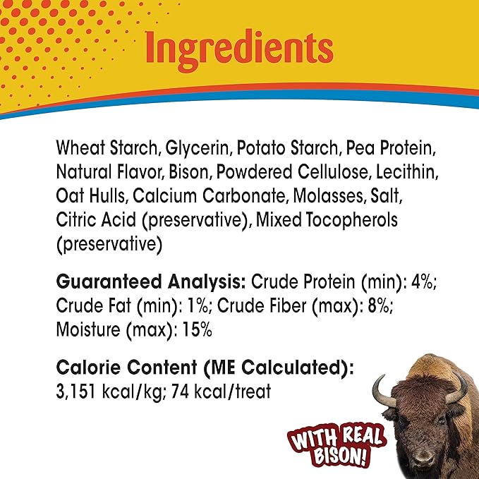 Nylabone Nubz WILD Natural Edible Chew Treats for Dogs, Made in USA, Bison Flavor, Small - Up to 25 lbs. (4 Count)