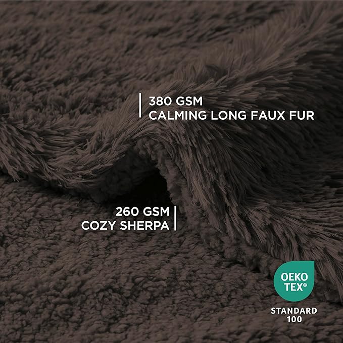 Bedsure Waterproof Dog Blankets for Large Dogs - Calming Cat Blanket for Couch Protector Washable, Long Faux Fur Pet Throw Blanket for Puppy, Reversible Furniture Protection, 40"x50", Chestnut