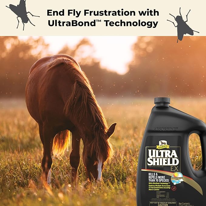 Absorbine UltraShield EX 128oz Insecticide, Kills & Repels Flies, Mosquitoes, Ticks, Fleas, Lice, Use on Horses, Dogs, Premises