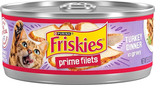 Purina Friskies Gravy Wet Cat Food, Prime Filets Turkey Dinner - (Pack of 24) 5.5 oz. Cans