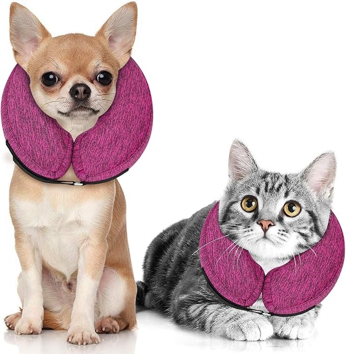 MIDOG Dog Cone Collar, Inflatable Dog Neck Donut Collar Alternative After Surgery, Soft Protective Recovery Cone for Small Medium Large Dogs and Cats Puppies - Alternative E Collar (Rose, XS)