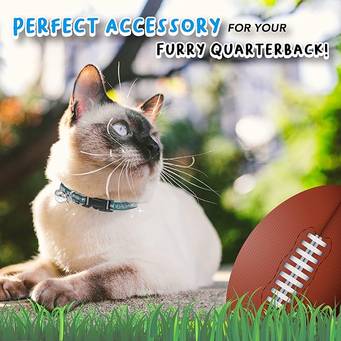 NFL CAT Collar Philadelphia Eagles Satin Cat Collar Football Team Collar for Dogs & Cats. A Shiny & Colorful Cat Collar with Ringing Bell Pendant