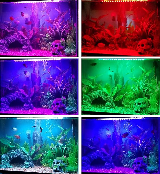 Aquarium Lights Underwater LED Fish Tank Lights IP68 Waterproof Color Changing Memory Brightness Adjustable Submersible Lighting for Aquarium Fish Tank Waterfall, 23"