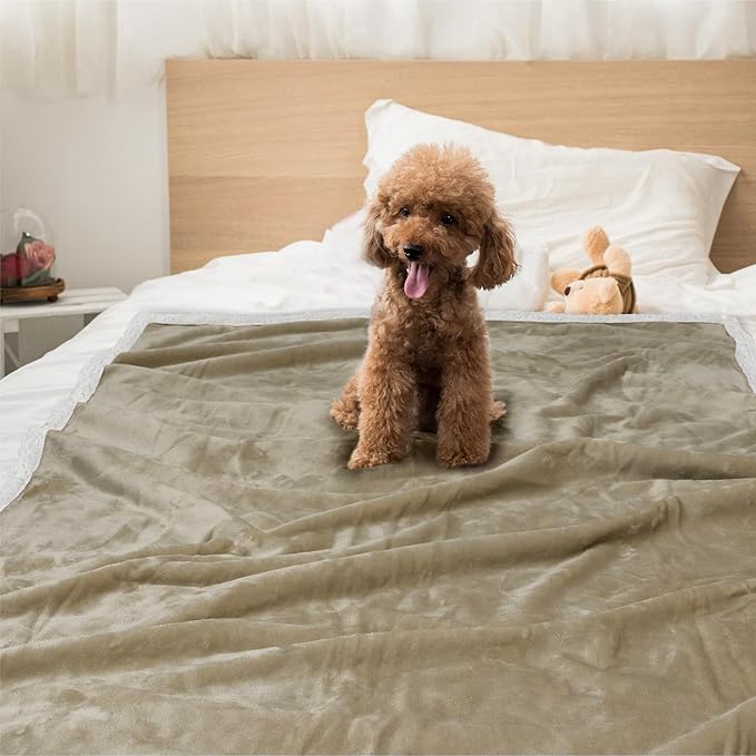 PetAmi Dog Blanket for Small Medium Dogs, Pet Bed Blanket Cat Puppy Kitten, Fleece Furniture Couch Cover Protector Sofa Car, Soft Sherpa Dog Throw Plush Reversible Washable, Mini 29x40 Taupe