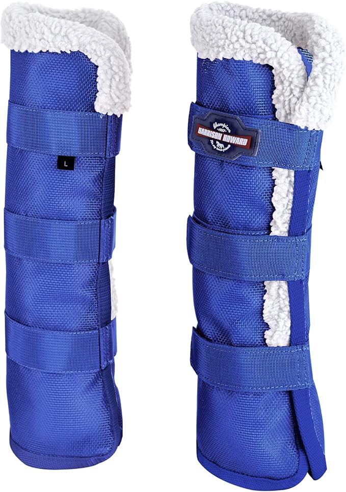 Harrison Howard Horse Fly Boots Summer Protection with Fleece Trim to Eliminate Rubbing Comfortable and Ventilating Mesh Leg Guards Sold in Pair Deep Blue L