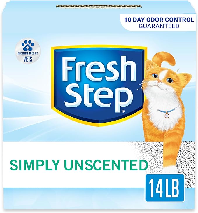 Fresh Step Clumping Cat Litter, Unscented, Long Lasting Odor Control Kitty Litter with Activated Charcoal, 14 lb