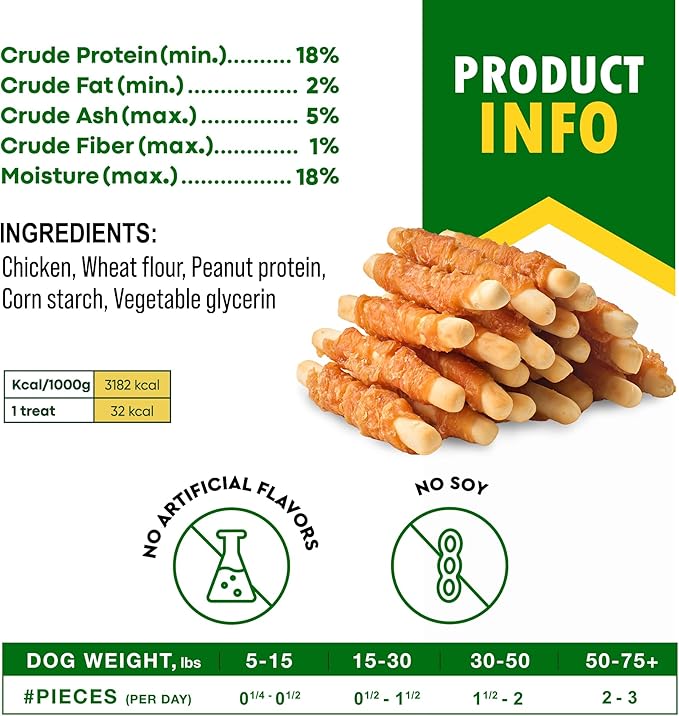 Biscuits Sticks Dog Treats Chicken Wrapped Human Grade Meat - Natural Dried Snacks Rawhide - Free & Grain Free Long Lasting Chews for Large & Small Dogs - Best for Training & Healthy Teeth