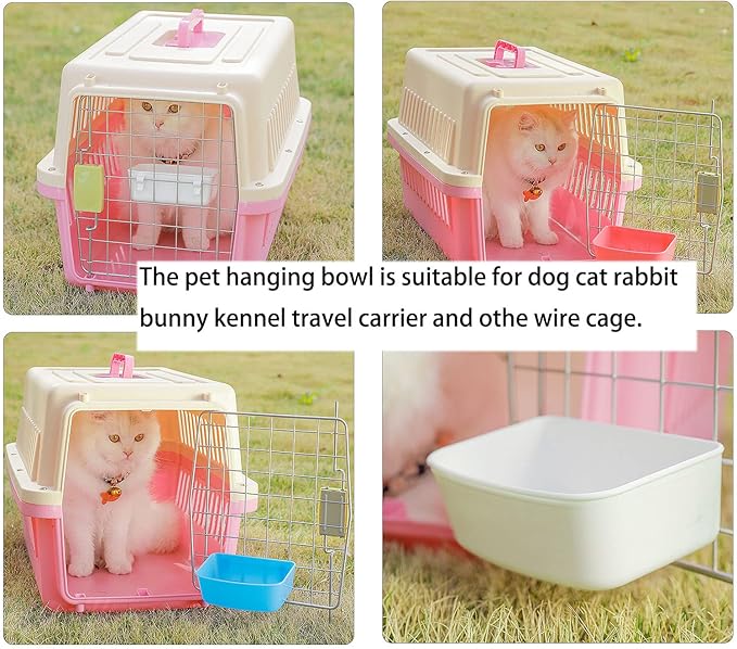 Rabbit Feeder Waterer Chicken Guinea Pig Cage Bowl Food Water Hanging Watering Container Feeding Dish Coop Cup Treats Drinker for Pigeon Dove Puppy Cat Bird Bath Basin Hamster Bed (Pack of 3)