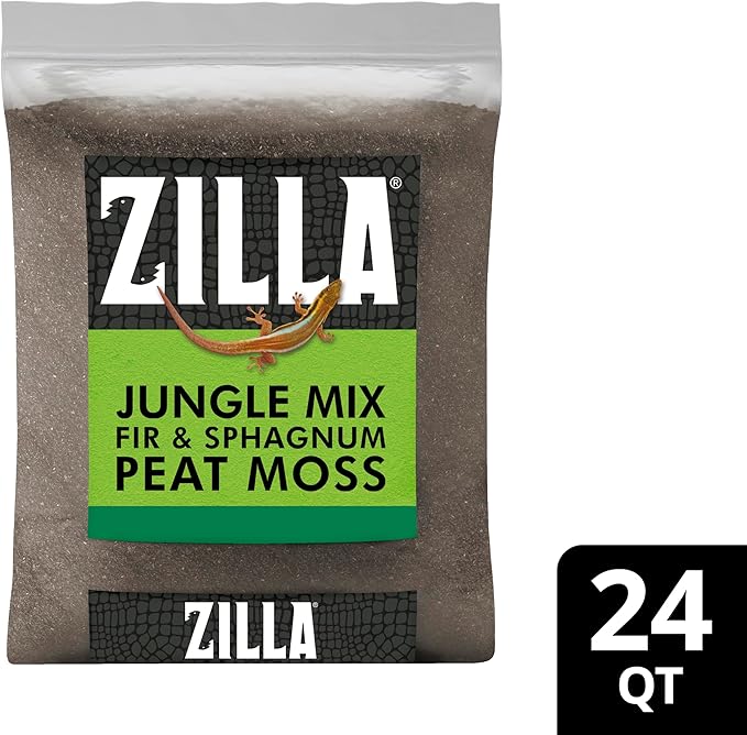 Zilla Pet Reptile Terrarium Substrate Bedding, Jungle Mix, for Frogs, Rainforest Geckos, Toads and Snakes, 24 Quart