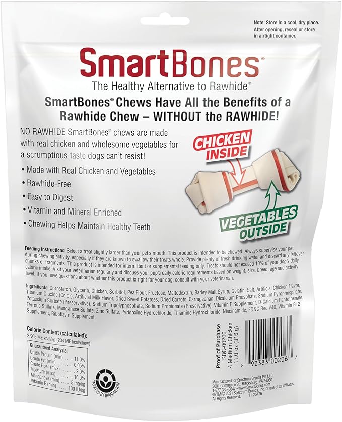 SmartBones Medium Chews, Treat Your Dog to a Rawhide-Free Chew Made with Real Meat and Vegetables