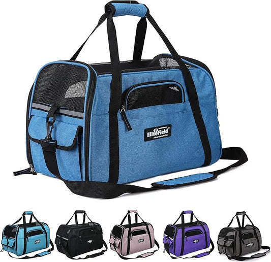 EliteField Soft Pet Carrier (3 Year Warranty, Airline Approved) Small Soft Dog Carrier Soft Cat Carrier Puppy Carrier Soft Sided Travel Carrier Bag (X-Large: 21" L x 12" W x 13" H, Sapphire Blue)