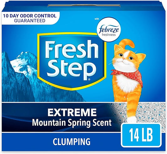 Fresh Step Clumping Cat Litter, Extreme, Long Lasting Odor Control Kitty Litter with Activated Charcoal, Low Dust Formula, 14 lb