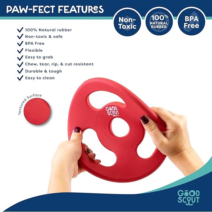 Good Scout Tugg Frisbee Dog Toy for Tugging & Chewing, Best Dog Toy for Fetch, Aggressive Chew Toy for Puppies & Adult Dogs, No Stuffing Dog Toy for Medium & Large Dogs