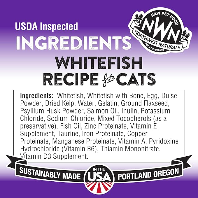 Northwest Naturals Freeze-Dried Whitefish Cat Food - Bite-Sized Nibbles - Healthy, Limited Ingredients, Human Grade Pet Food, All Natural - 11 Oz (Pack of 3) (Packaging May Vary)