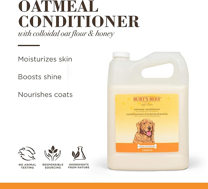 Burt's Bees for Pets Naturally Derived Oatmeal Conditioner with Colloidal Oat Flour and Honey - Oatmeal Dog Conditioner - Cruelty Free, Formulated without Sulfates and Parabens, 1 Gallon