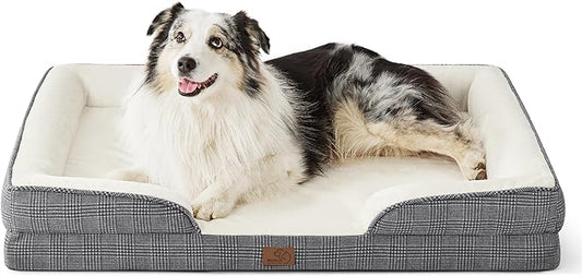 Bedsure Orthopedic Dog Bed for Extra Large Dogs - XL Washable Dog Sofa Beds Large, Supportive Foam Pet Couch Bed with Removable Washable Cover, Waterproof Lining and Nonskid Bottom, Black Checks