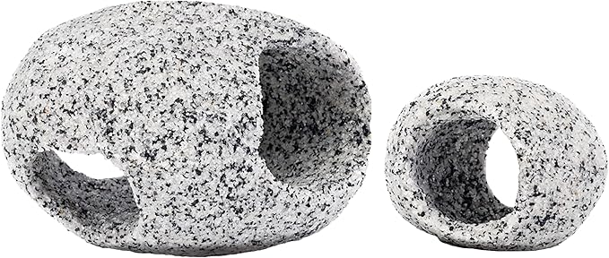 Penn-Plax Deco-Replicas Granite Aquarium Ornament & Hideaway 2 Piece Set – Realistic Stone Appearance – Safe for Freshwater and Saltwater Tanks – Small & Medium (RR1074)