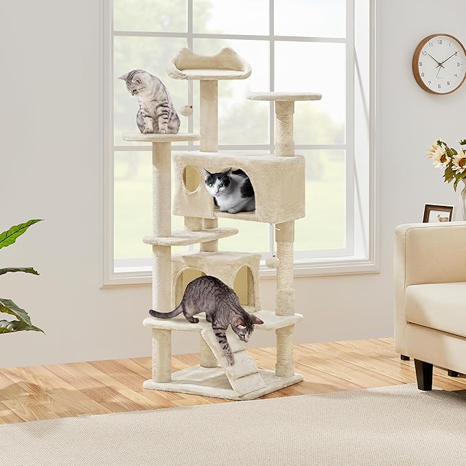 Yaheetech 54in Cat Tree Tower Condo Furniture Scratch Post for Kittens Pet House Play