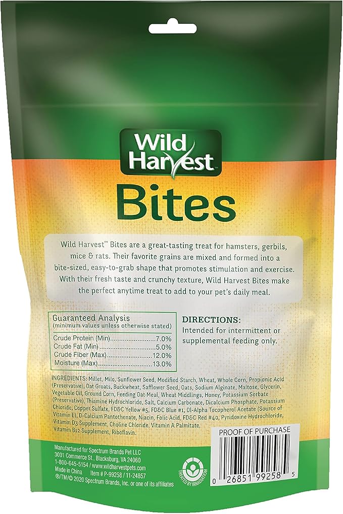 Wild Harvest Food and Unique Edible Treats for Guinea Pigs, Hamsters, Gerbils, and Adult Rabbits 2.5 Ounce (Pack of 24)