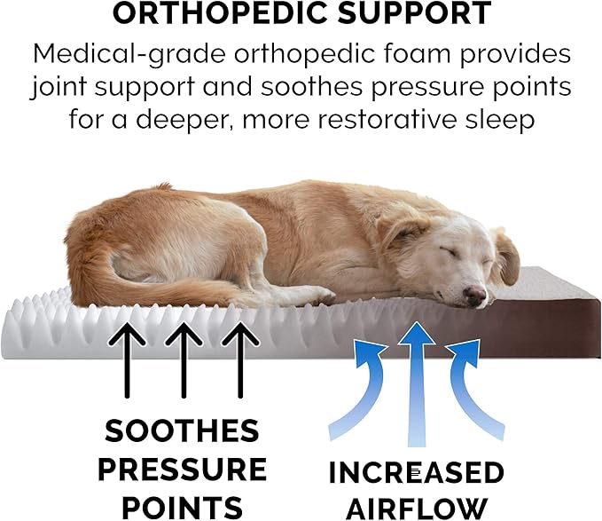 Furhaven Orthopedic Dog Bed for Large Dogs w/ Removable Washable Cover, For Dogs Up to 95 lbs - Sherpa & Suede Mattress - Espresso, Jumbo/XL