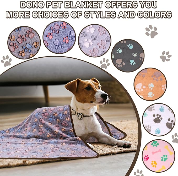 Dono 1 Pack 3 Dog Blankets, Soft Fluffy Fleece Pet Blanket Warm Sleep Mat Paw Print Design Puppy Kitten Throw Blanket Doggy Mat, Blanket for Dogs