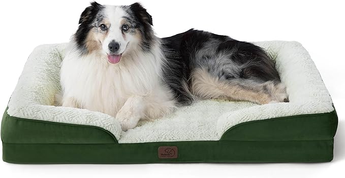 Bedsure Orthopedic Dog Bed for Extra Large Dogs - Calming XL Dog Sofa Beds with Luxurious Short Plush Washable, Pet Couch Bed with Removable Washable Cover, Waterproof Lining and Nonskid Bottom, Green