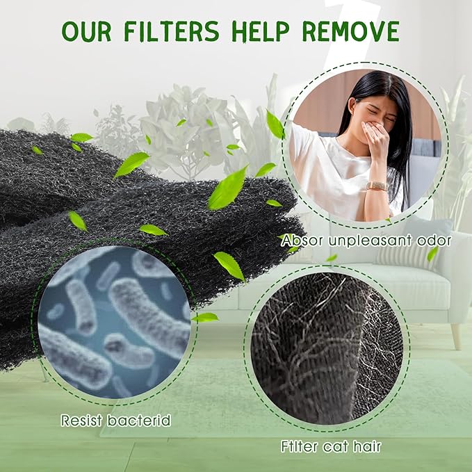 4 Pack Carbon Filters Compatible with Model 4, Cat Litter Box Filters Replacement to Absorb Odors Control Damp from Pets and Keep Home Fresh